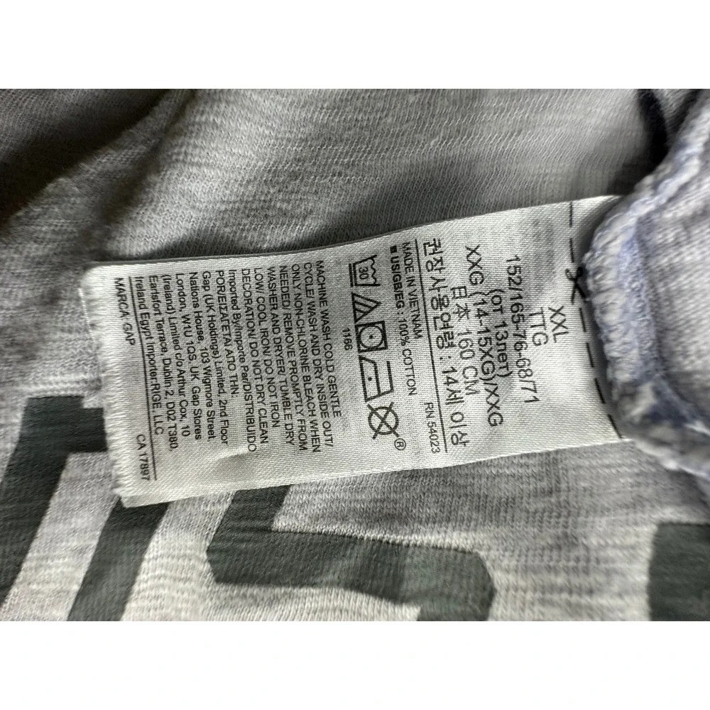 Gap Graphic T-Shirt Kids XXL Gray Cali Surf Palm Tree Sunset Tee
